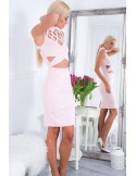 Rochie cu decolteu ajurat, roz deschis ZZ202 - Magazin online - Boutique